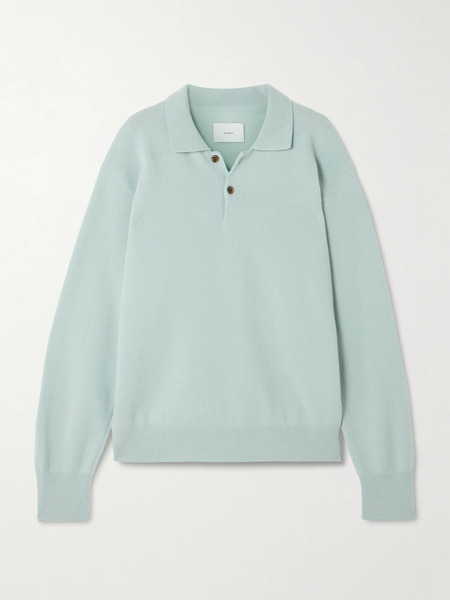  Ssstein   Brushed Wool Polo Shirt   Light Blue 