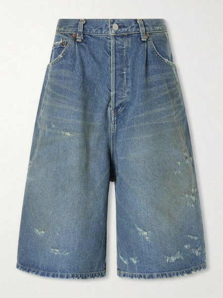  Ssstein   Distressed Denim Shorts   Mid Denim 