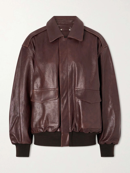  Ssstein   Leather Bomber Jacket   Brown 