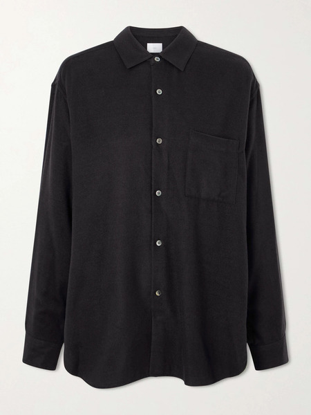  Ssstein   Oversized Silk Blend Flannel Shirt   Black 