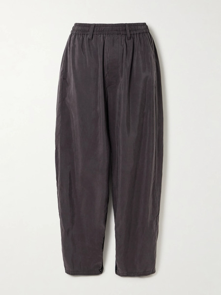  Ssstein   Pleated Silk Blend Track Pants   Charcoal 