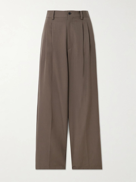  Ssstein   Pleated Wool Twill Wide Leg Pants   Beige 
