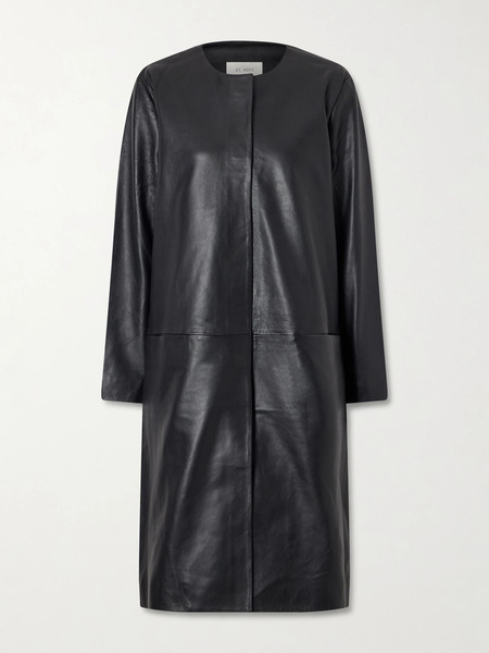  St. Agni   Minimal Leather Coat   Black 