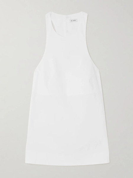  St. Agni   Open Back Cotton Blend Poplin Tank   White 