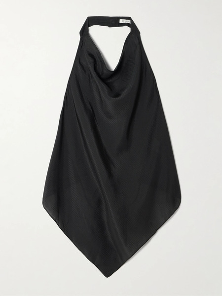  St. Agni   Open Back Textured Silk Halterneck Top   Black 
