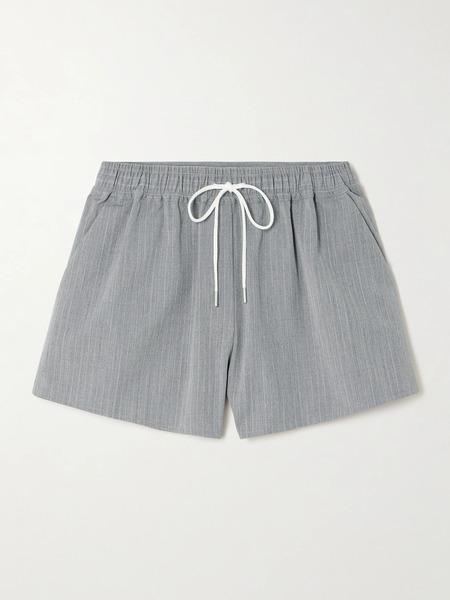  St. Agni   Pinstriped Wool Blend Twill Shorts   Gray 