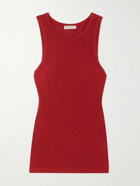  St. Agni   Ribbed Stretch Wool Tank   Red 