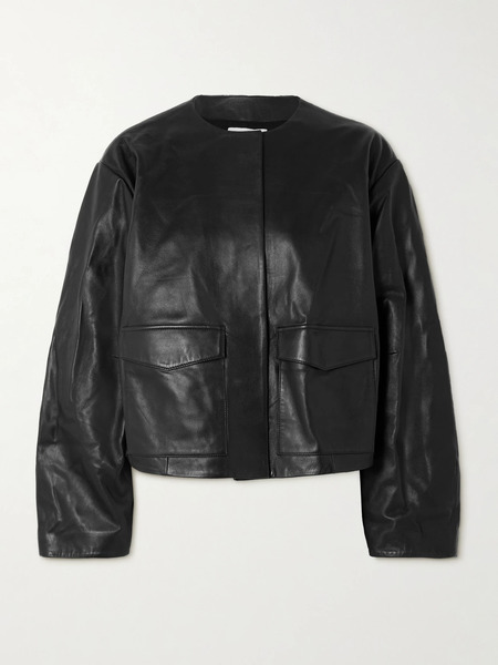  St. Agni   Utility Cocoon Leather Jacket   Black 