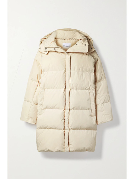  Stand Studio   Lyla Hooded Quilted Shell Recycled Down Coat   Off White 