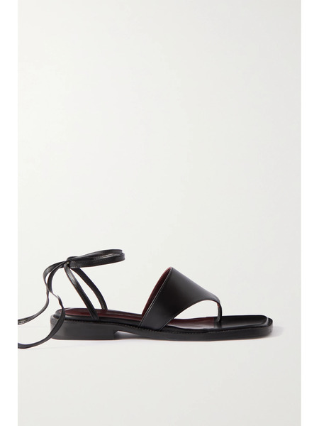  Staud   Alexandre Lace Up Leather Sandals   Black 