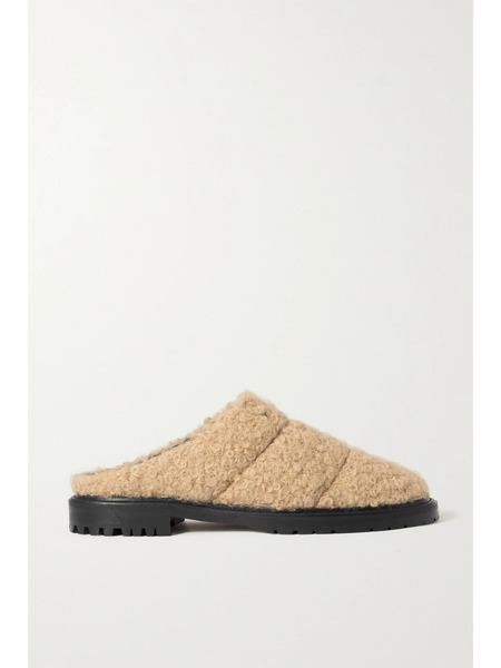  Staud   Astro Quilted Faux Shearling Mules   Beige 