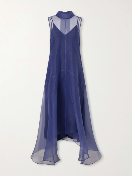  Staud   Auden Sheer Midi Dress   Navy 
