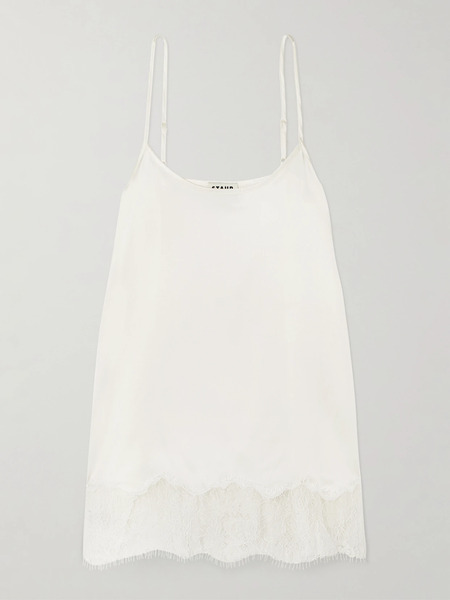  Staud   Chloe Lace Trimmed Silk Blend Satin Camisole   Ivory 
