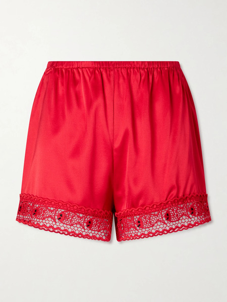  Staud   + Da Adolfo Paddle Silk Shorts   Red 