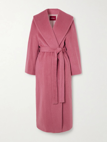  Staud   Dakota Belted Wool And Alpaca Blend Coat   Pink 