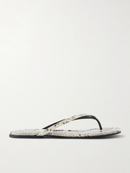  Staud   Freja Snake Embossed Leather Flip Flops   Snake Print 