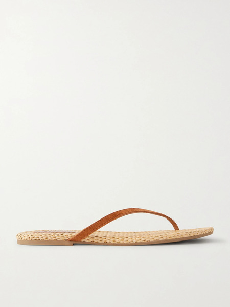  Staud   Freja Suede Flip Flops   Brown 