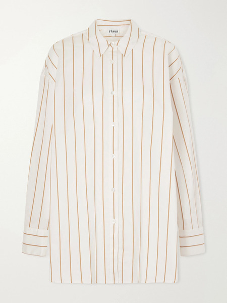  Staud   Kendy Striped Cotton Blend Shirt   Off White 