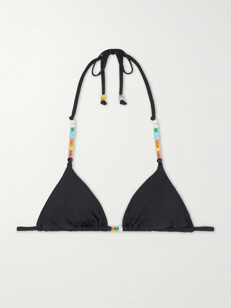  Staud   Lido Embellished Triangle Bikini Top   Black 