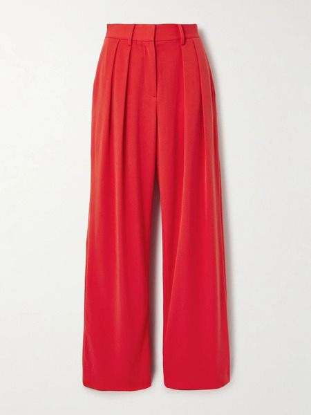  Staud   Luisa Pleated Twill Wide Leg Pants   Red 