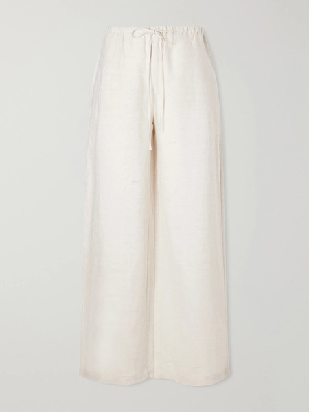  Staud   Mateo Linen Mid Rise Wide Leg Pants   Off White 