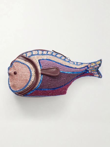  Staud   Pesce Beaded Leather Clutch   Multi 