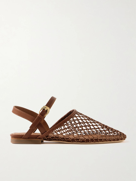  Staud   Rete Crocheted And Leather Sandals   Tan 