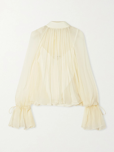  Staud   Roux Gathered Chiffon Blouse   Ivory 