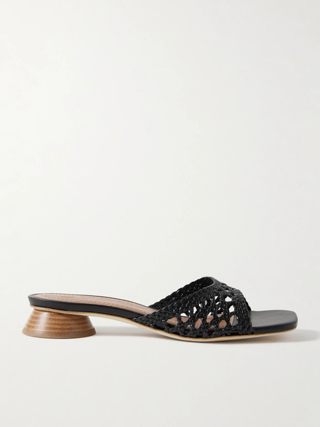  Staud   Simone Braided Leather Sandals   Black 