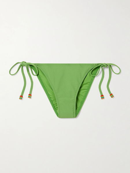  Staud   Sisley Bead Embellished Ribbed Bikini Briefs   Green 