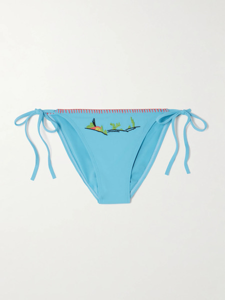  Staud   Sisley Embroidered Bikini Briefs   Blue 