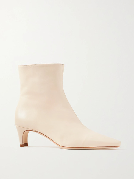  Staud   Wally Leather Ankle Boots   Cream 