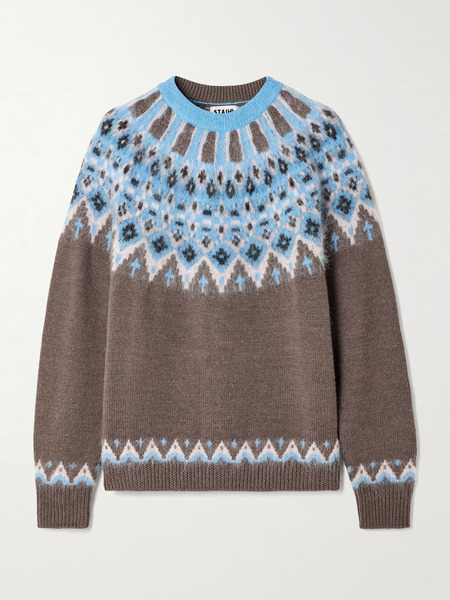  Staud   Zane Fair Isle Wool Blend Sweater   Brown 
