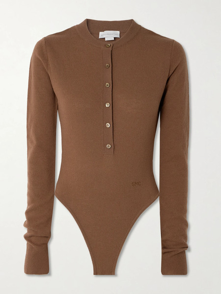  Stella Mccartney   Embroidered Wool Bodysuit   Camel 