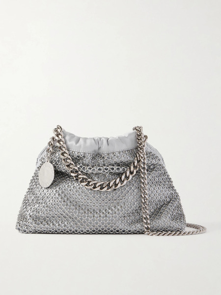  Stella Mccartney   Falabella Mini Crystal And Mesh Drawstring Bag   Silver 
