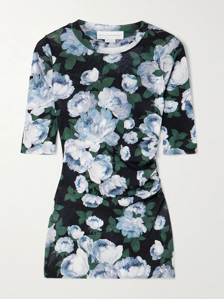  Stella Mccartney   Floral Print Mesh Top   Blue 