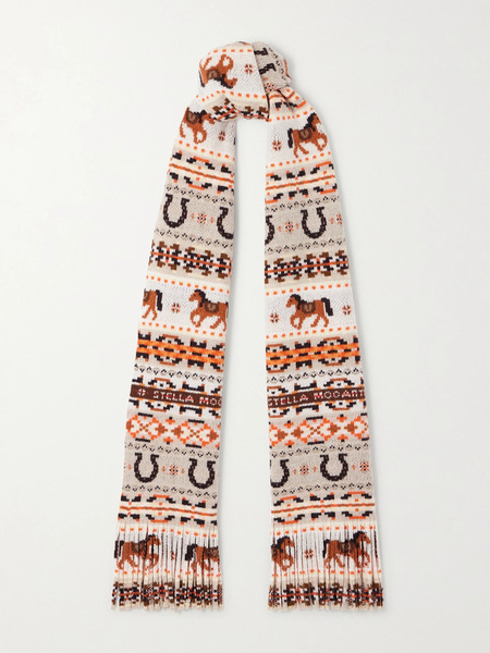  Stella Mccartney   Fringed Wool Scarf   Light Brown 