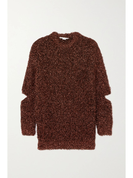  Stella Mccartney   Oversized Cutout Metallic Knitted Sweater   Copper 