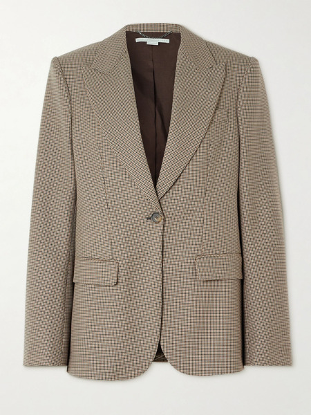  Stella Mccartney   Oversized Houndstooth Wool Blazer   Brown 