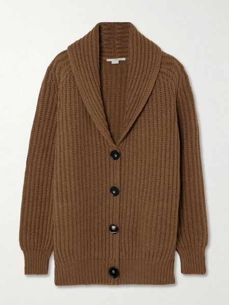  Stella Mccartney   Oversized Ribbed Wool Cardigan   Brown 