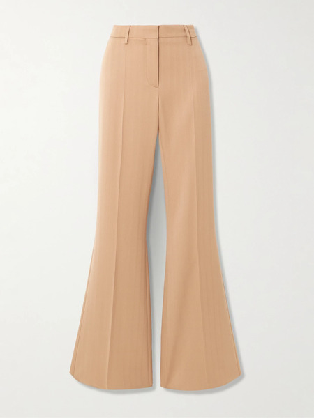  Stella Mccartney   Pinstriped Wool Blend Flared Pants   Light Brown 