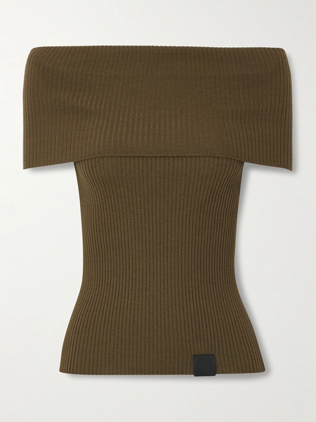  Stella Mccartney   Strapless Ribbed Wool Top   Brown 