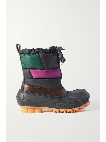  Stella Mccartney   Vegetarian Leather Trimmed Rubber And Quilted Recycled Shell Ankle Boots   Navy 