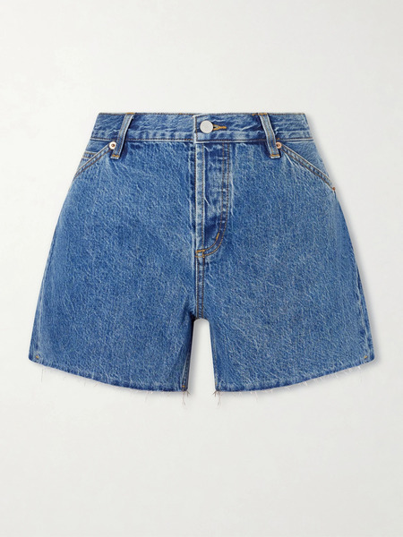  Still Here   Straight Leg Denim Shorts   Mid Denim 