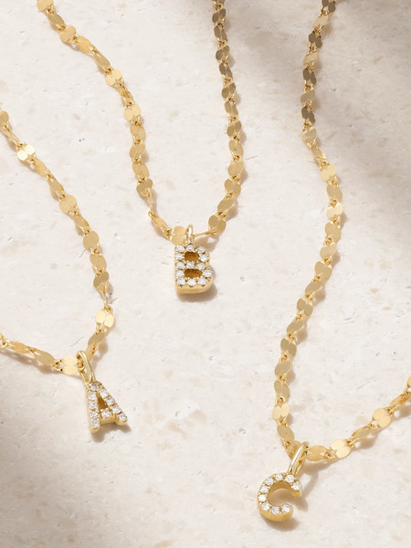  Stone And Strand   Initial Sparkle Gold Diamond Necklace   A 