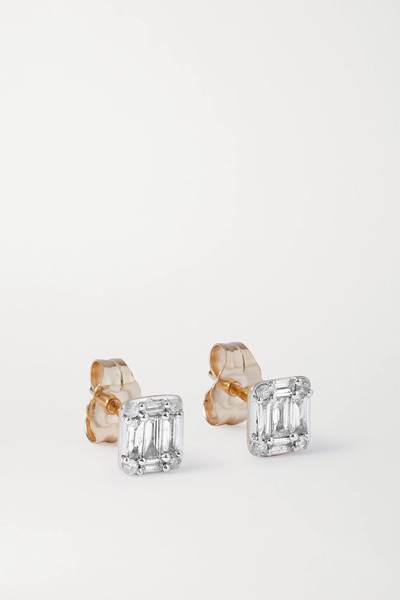  Stone And Strand   Shield Of Strength Gold Diamond Earrings   One Size 