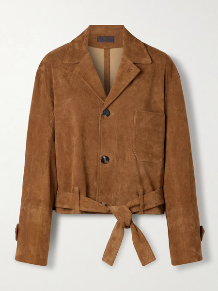  Stouls   Alfi Belted Cropped Suede Jacket   Tan 