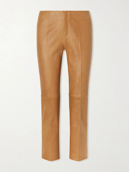  Stouls   Georgette Leather Slim Fit Pants   Light Brown 