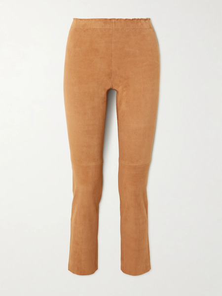  Stouls   Jacky Cropped Stretch Suede Leggings   Camel 