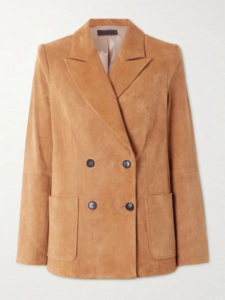  Stouls   Jones Double Breasted Suede Blazer   Tan 